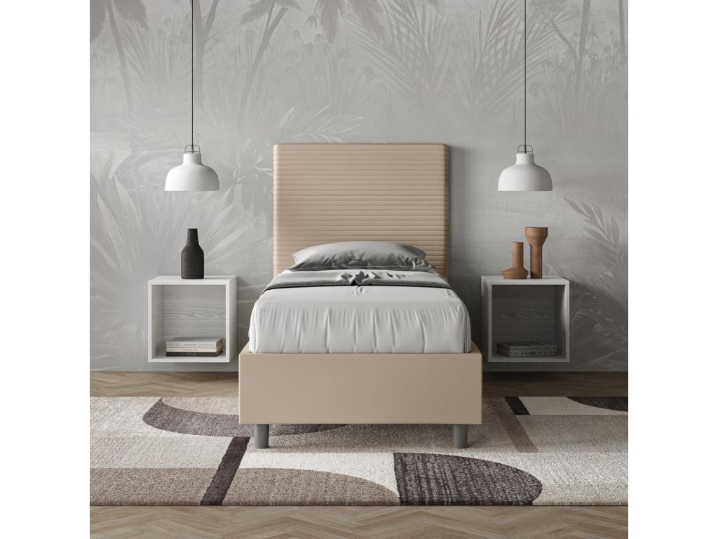 Dekonao 80x190 UUTO26781 Upholstered Storage Bed in Dove Grey Faux Leather