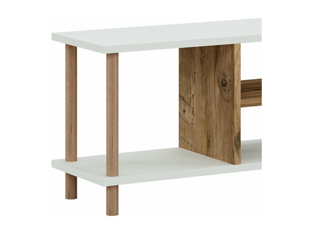 TV stand with white wood shelf, 120x29x43 cm, 03 0007884 ZZAO61694