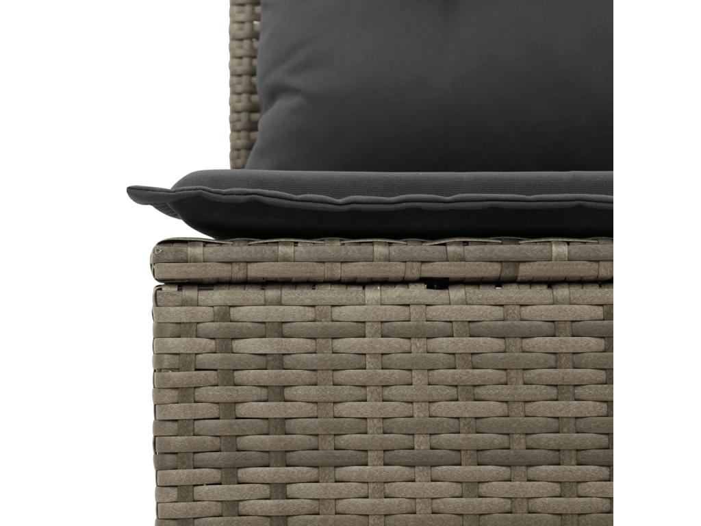 6-piece garden furniture set with grey resin wicker cushions TBFR68034