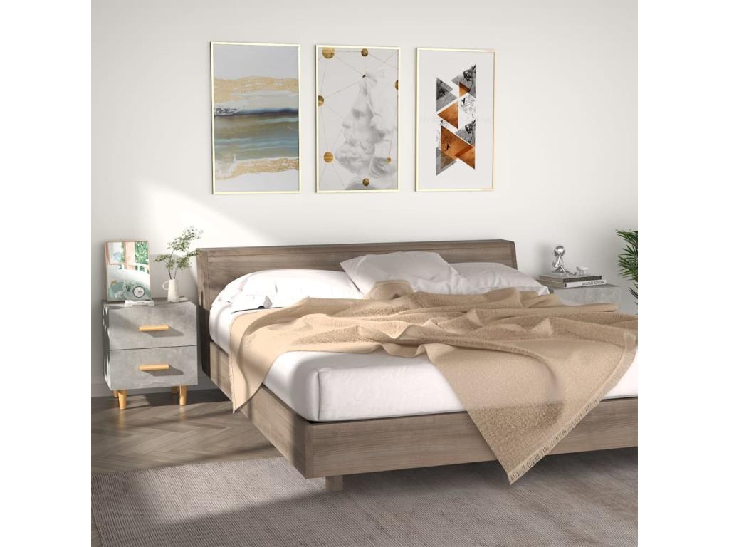 Bedside tables, 2 pcs, Concrete Grey, 40x35x47.5 cm, PVOM67559