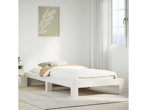 Bed frame without mattress, white, 100x200 cm, solid pine wood, LMOW37767