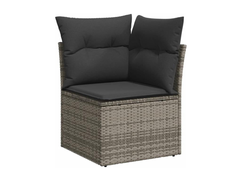 7-piece garden furniture set with cushions, grey woven resin WOMB39311