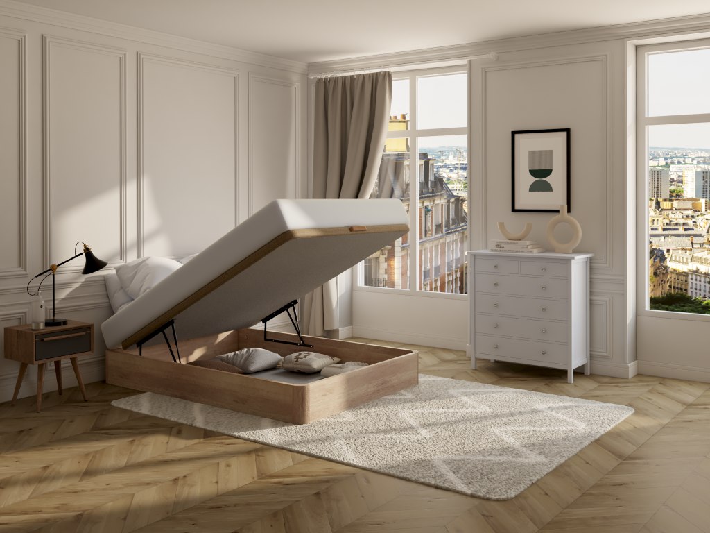 140x200 cm storage bed base - Light natural - Dekonao USTF96838