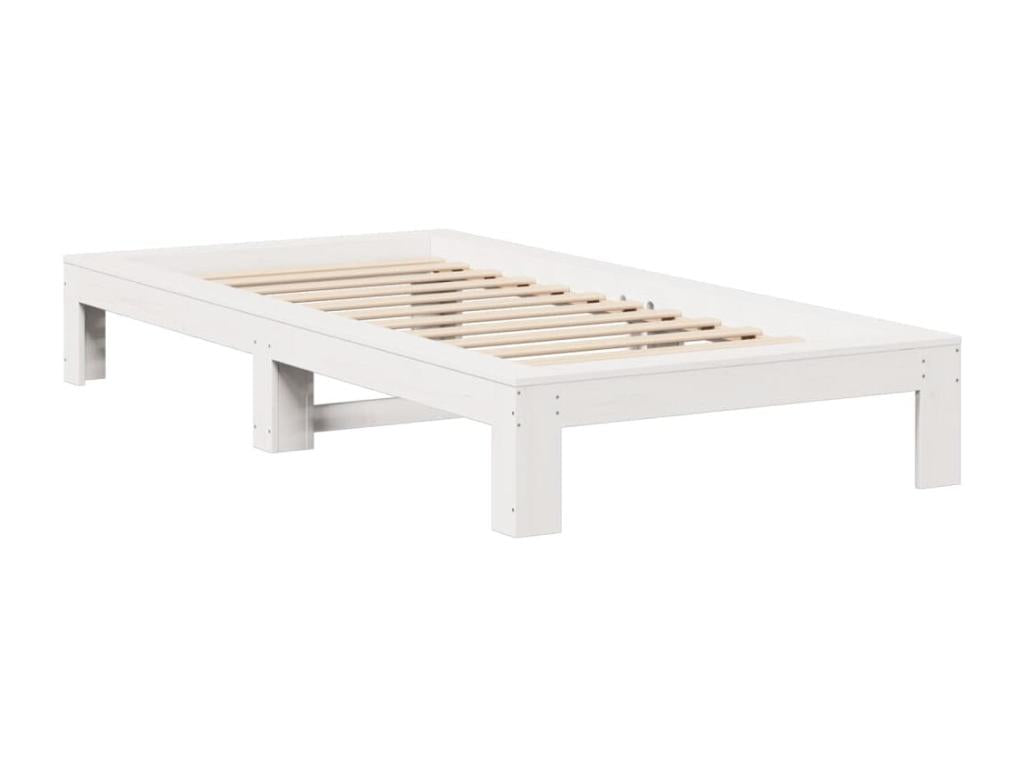 Bed frame without mattress, white, 100x200 cm, solid pine wood, LMOW37767
