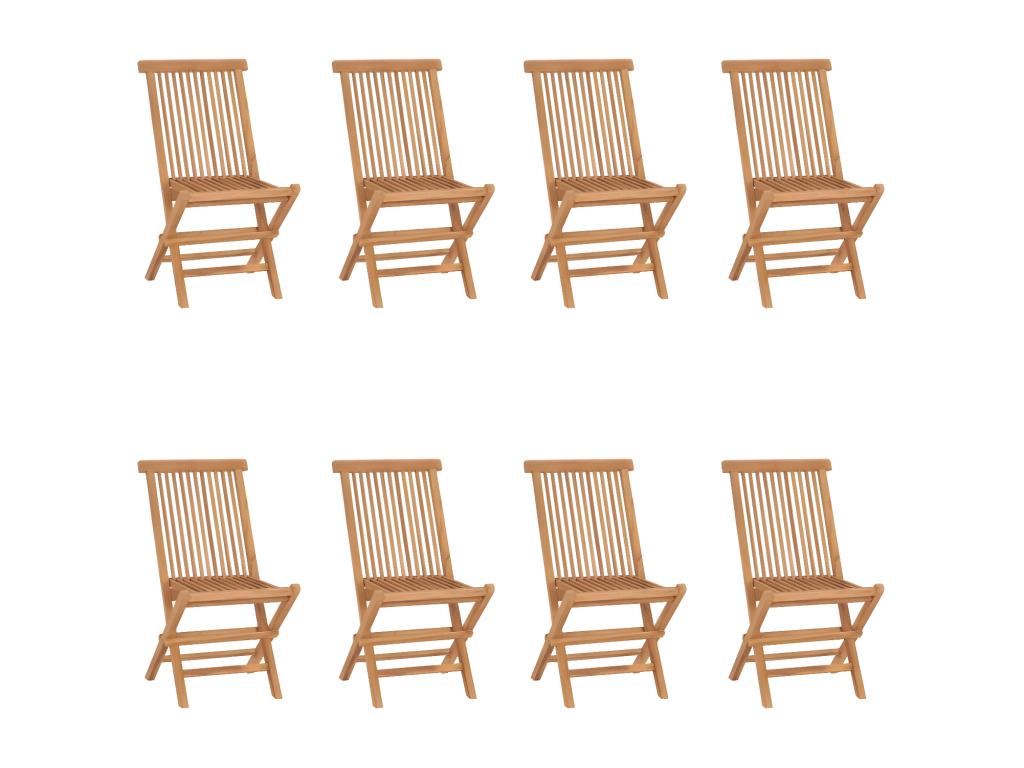 Folding garden chairs, set of 8, solid teak wood FCPH42521
