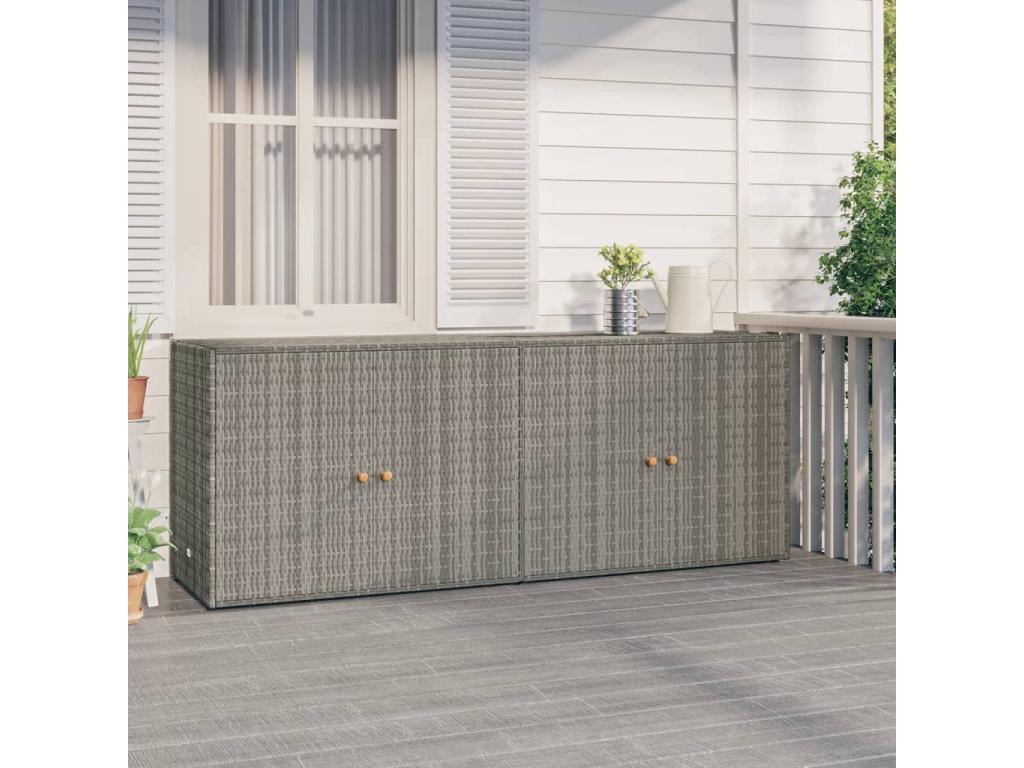 Garden storage cabinet, grey, 198x55.5x80 cm, woven resin, SVAX67827