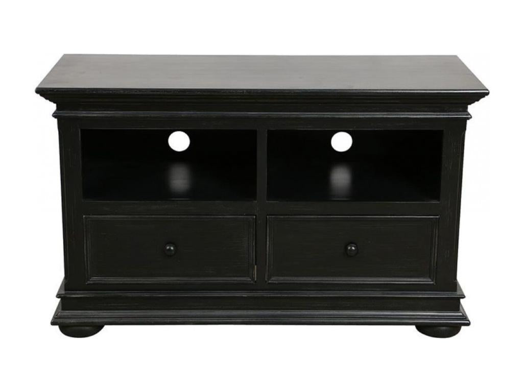 TV/HiFi Unit with 2 Storage Compartments, Black MDF Wood - Dekonao CBHP18538