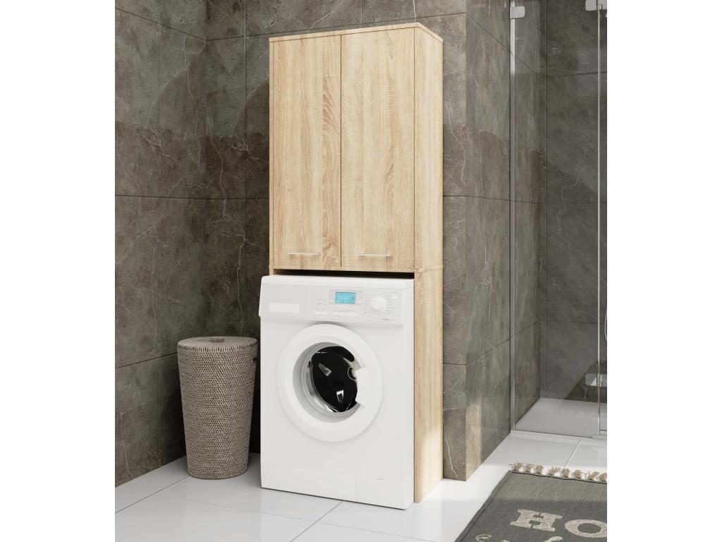 Washing machine cabinet, FIN Oak finish, Dekonao, 64 cm, 2 doors, Dekonao oak front, 4 shelves, 64x30x180 cm, UWLG00661