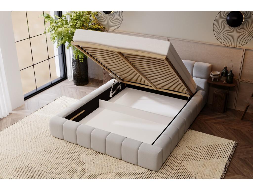 Upholstered bed with storage - 180x200 - double bed - velvet - light grey - Dekonao DWTN98611