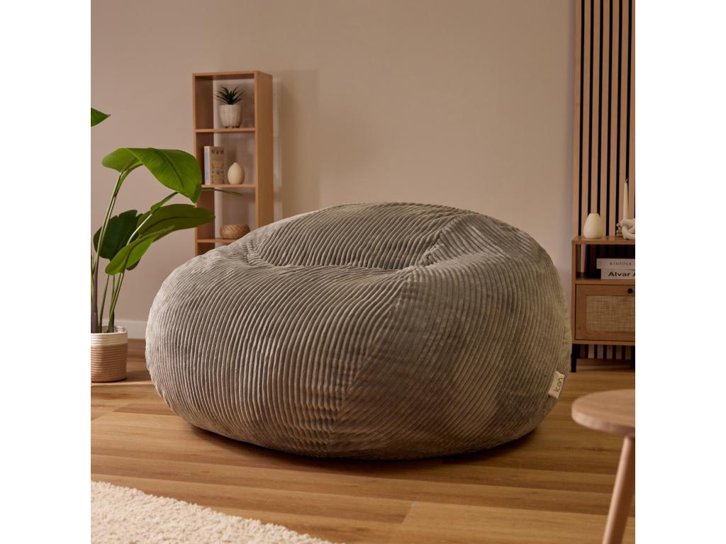 Giant beanbag chair in expanding foam and grey corduroy - Dekonao MZEO11065