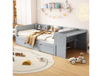 Trundle bed 90x200cm 90x180cm with small desk and three shelves on the side of the bed, grey CWHS82611