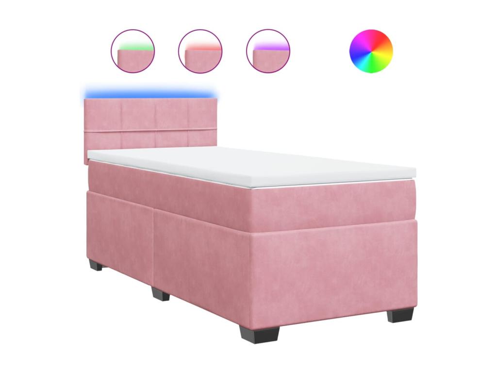 Dekonao bed base with mattress, Pink 90x190 cm Velvet PWPH25469