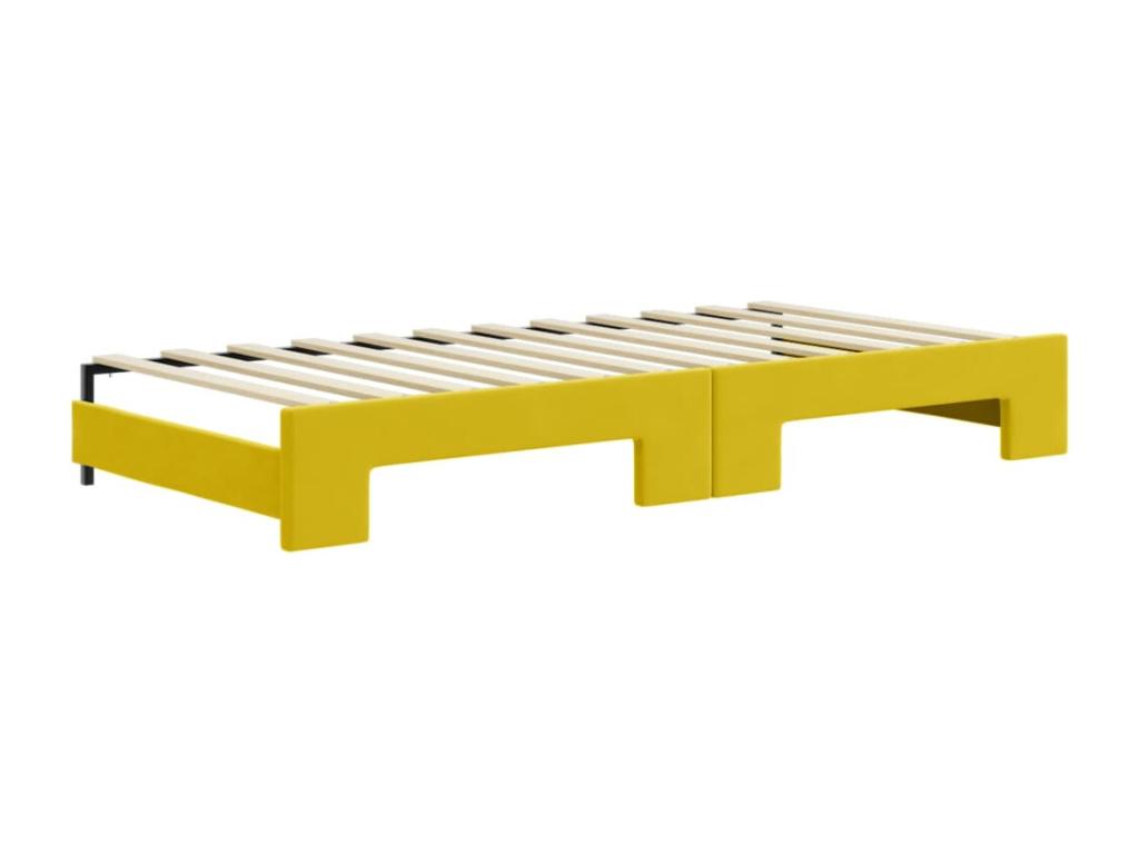 Daybed with pull-out bed and yellow 90x200 cm velvet mattress HJNJ97446
