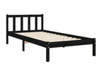Black bed frame without mattress, 100x200 cm, solid pine wood, EJRL21453