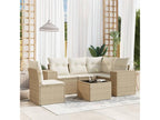 6-piece garden furniture set with cushions, beige woven resin BKJP17404