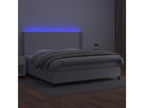 Upholstered bed base, mattress, and LED lighting, White, 200x200 cm, Faux Leather, KETX63630