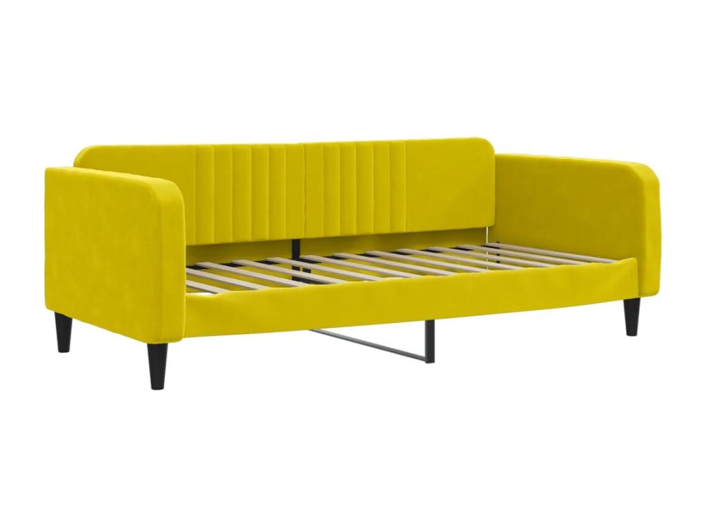 Daybed with pull-out bed and drawers, yellow, 90x200 cm, velvet, CDHR99784