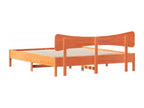 Bed frame without mattress, brown wax finish, 200x200cm, solid pine wood, SHDV39884