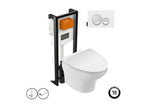 Nobellea New Wave Rimless Wall-Hung Toilet Pack with Concealed Frame, Gloss White/Matte White, Accessories ZQKH98820