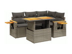 5-piece garden furniture set with grey resin wicker cushions OEPK09704