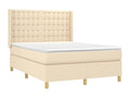 Upholstered bed base with mattress, Cream, 140x200 cm, Fabric YOLH58411