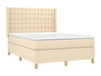 Upholstered bed base with mattress, Cream, 140x200 cm, Fabric YOLH58411