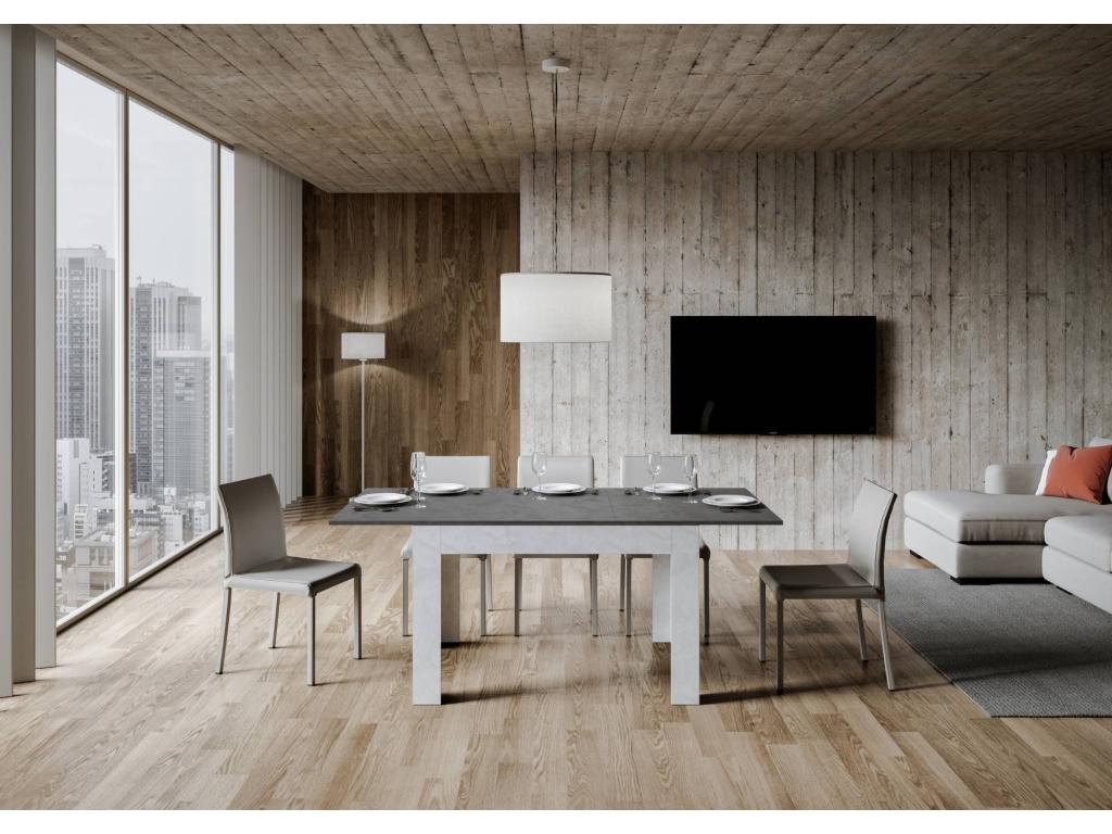 Extendable table 90x120/180 cm Bibi Mix Anthracite top with white finish frame TJDL43927