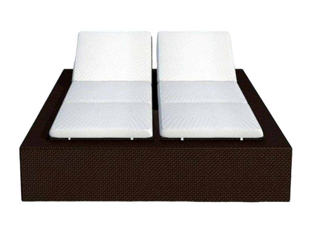 Double Sun Lounger in Woven Resin, Garden Style, 220cm, Chocolate, PHHM58683