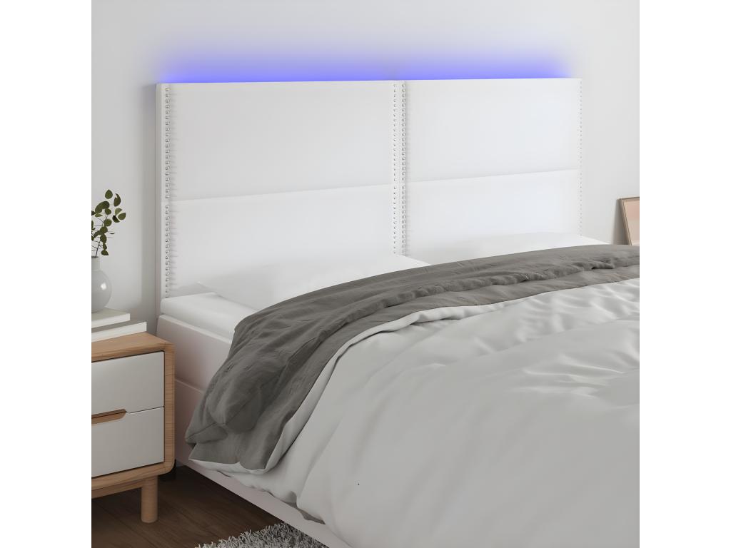 White LED Headboard 180x5x118/128 cm Faux Leather BQSX36829