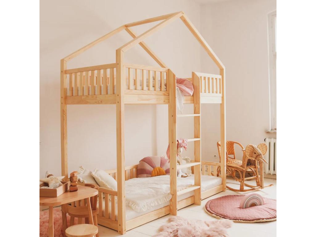 Bunk bed 90x190cm, guardrail and slatted base included, 1cm legs, Dekonao Wood UJRD88432