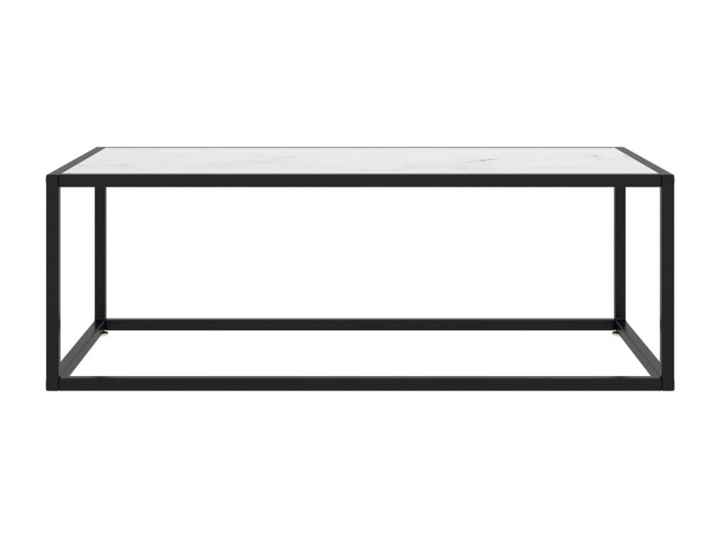 Black coffee table with white marble top, 100x50x35 cm, FWDR02834