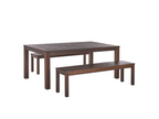 Dekonao Garden Dining Set with 6-Seater Benches, Eucalyptus Wood, Dark Brown ZTBV50150