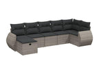 Garden furniture set with cushions, 7 pieces, grey woven resin RGRU80590