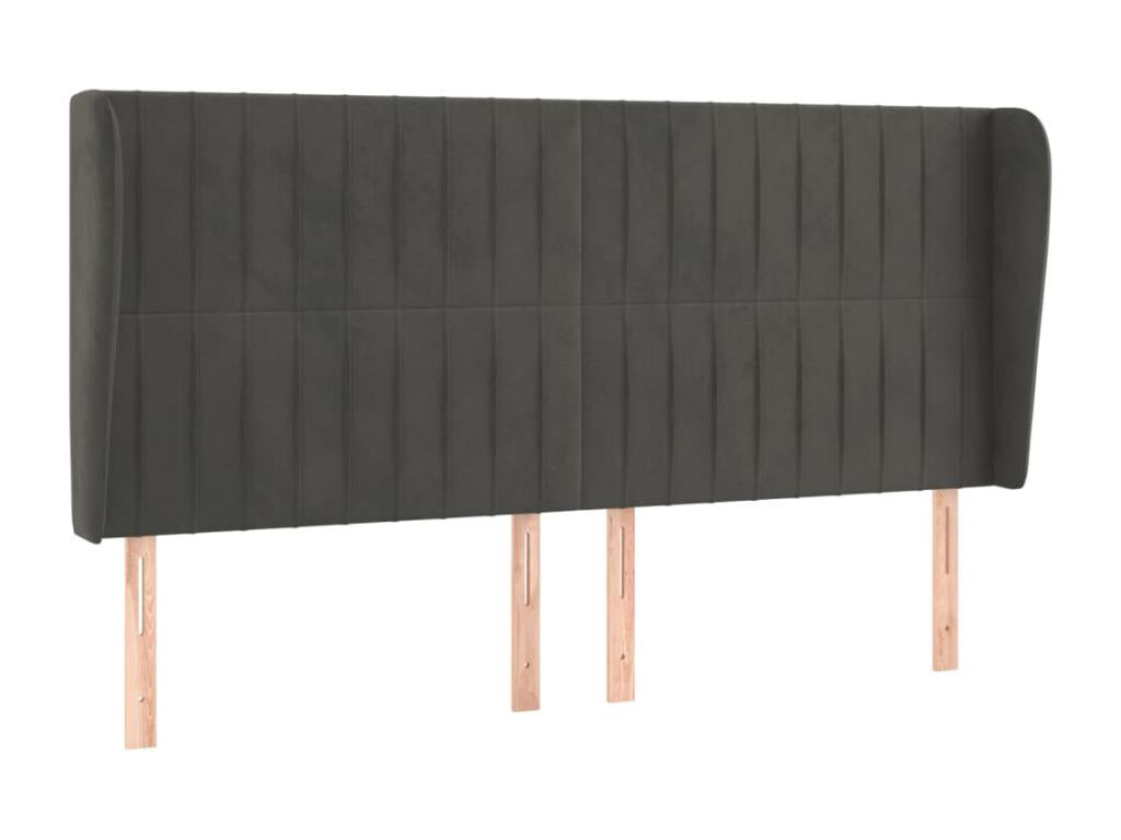 Headboard with wings, Dark Grey, 183x23x118/128 cm, Velvet, CEPR39251