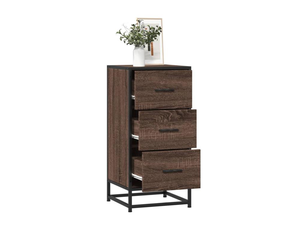 Brown oak sideboard 35.5x35x76 cm engineered wood and metal NWVQ55145