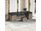 8-piece garden furniture set with grey resin wicker cushions BFRU28465