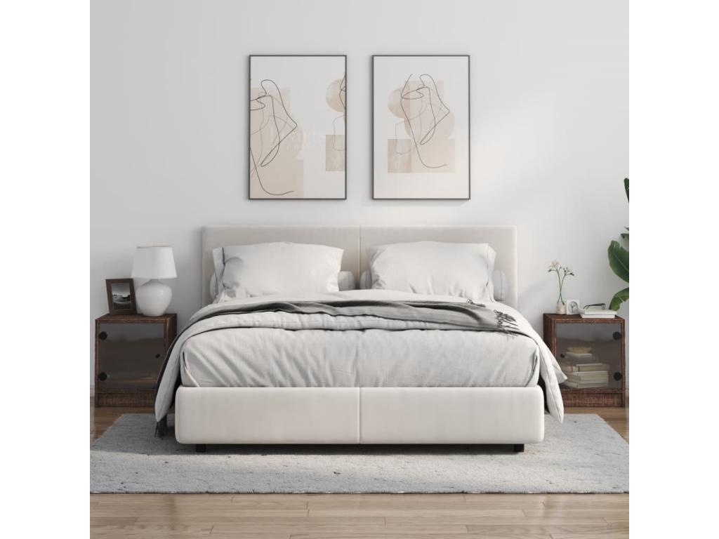 Ligniva - Bedside tables and glass doors, 2 pieces, brown oak, 35x37x42cm ZXBD37650