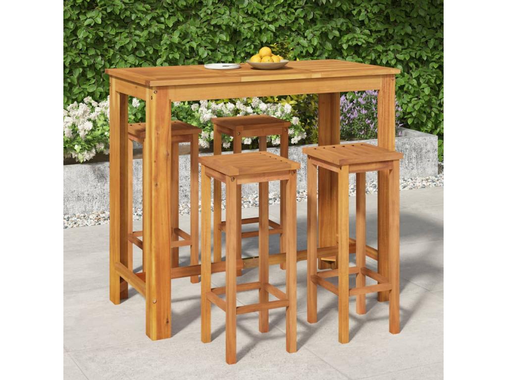 5-Piece Garden Dining Set Solid Ligniva Wood MJLX94351