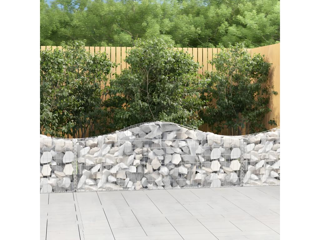 7-piece arched gabion baskets, 200x30x60/80 cm, galvanized iron, AQPN16570
