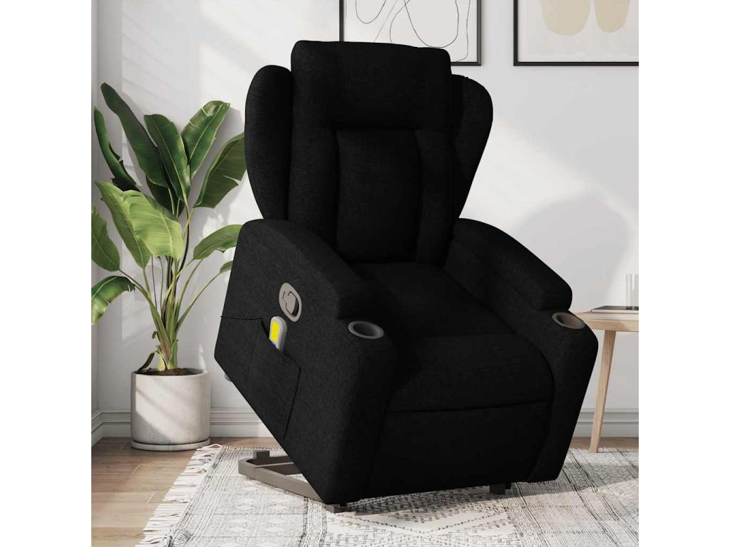 Black Fabric Reclining Massage Chair DZUY62396