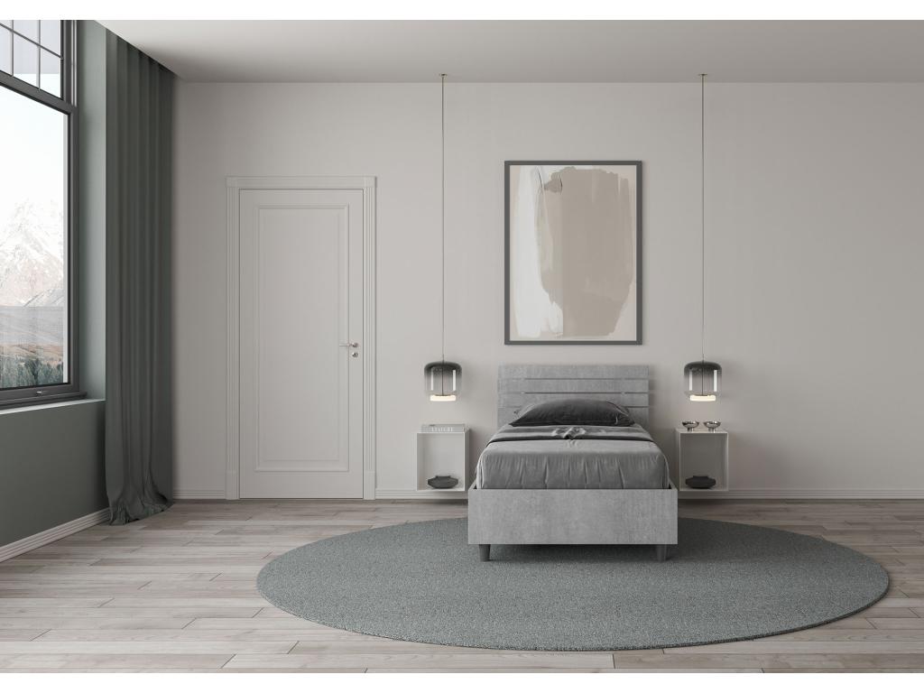 80x190cm storage bed with straight headboard and Dekonao cement finish (Dekonao WUQP29450)