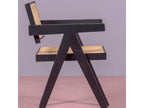 Classic chair with armrests in natural rattan and ash wood - Dekonao - Black JASK61622