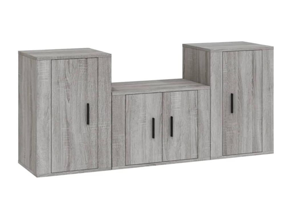 Ligniva 3-piece TV stand set, grey engineered wood LLBV09967