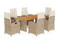 Dekonao 7-piece garden dining set with cushions, beige rattan, RPTS31741