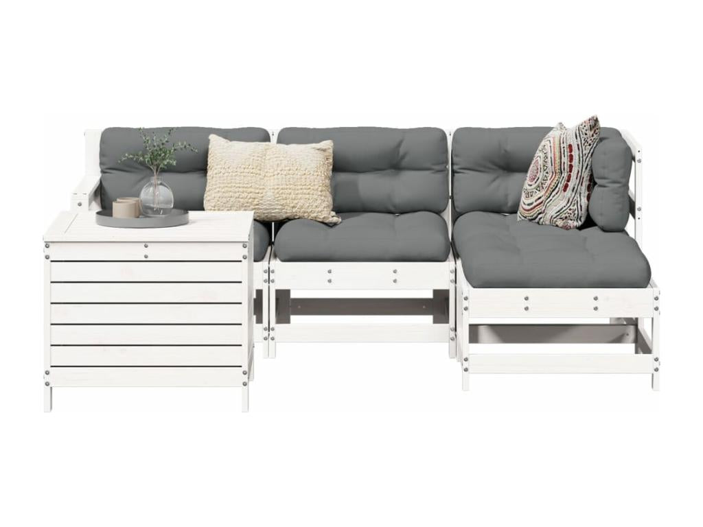 5-piece white solid pine wood garden furniture set OSYJ13289