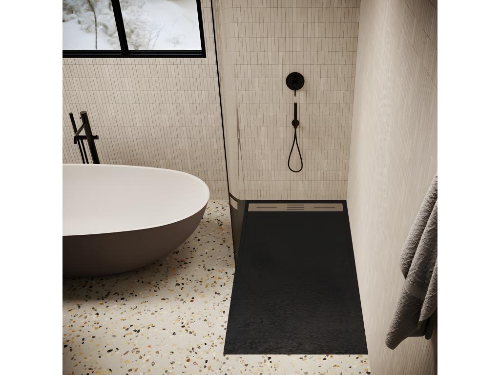 Dekonao extra-flat 90x160 cm shower tray in black slate finish DBWX82593
