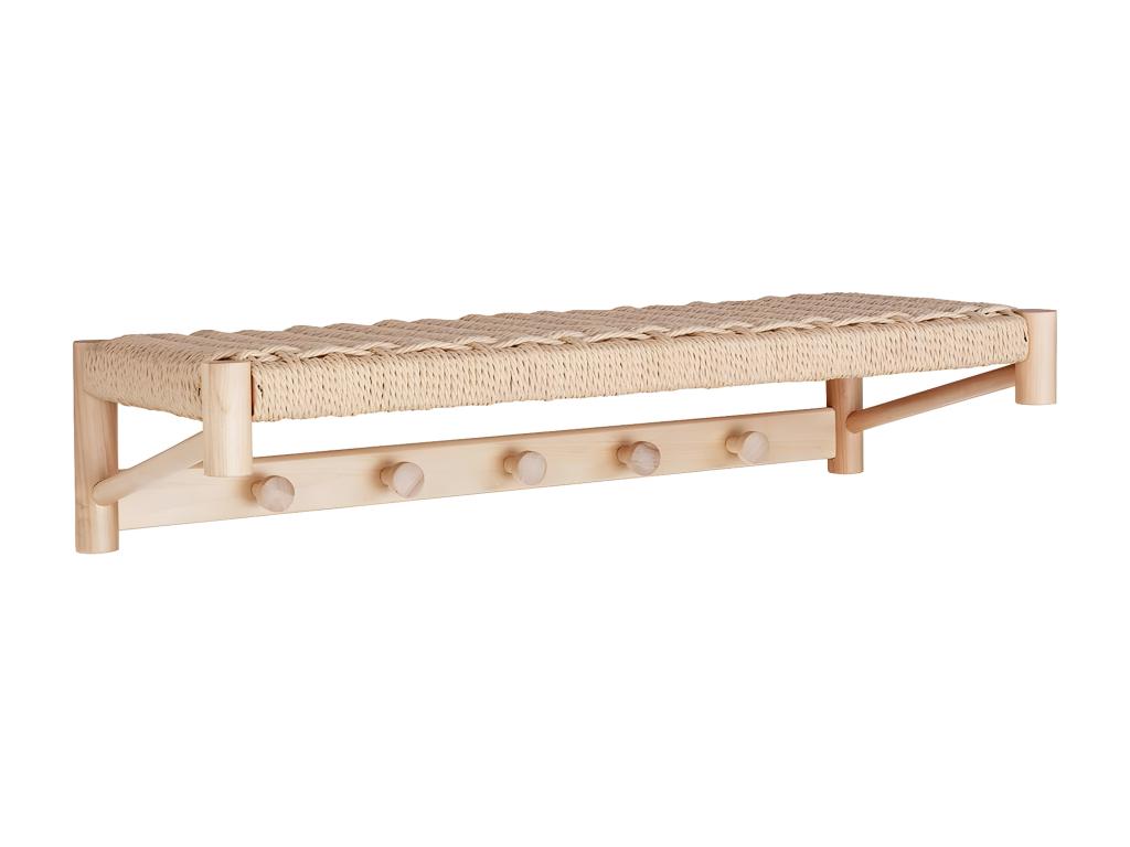Dekonao - Woven Wall Shelf with Poplar Coat Rack SIQG38547