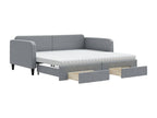Daybed with pull-out bed and drawers, light grey, 100x200 cm, fabric ZNIG03588
