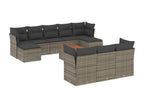 11-piece garden furniture set with grey resin wicker cushions MLOF86024