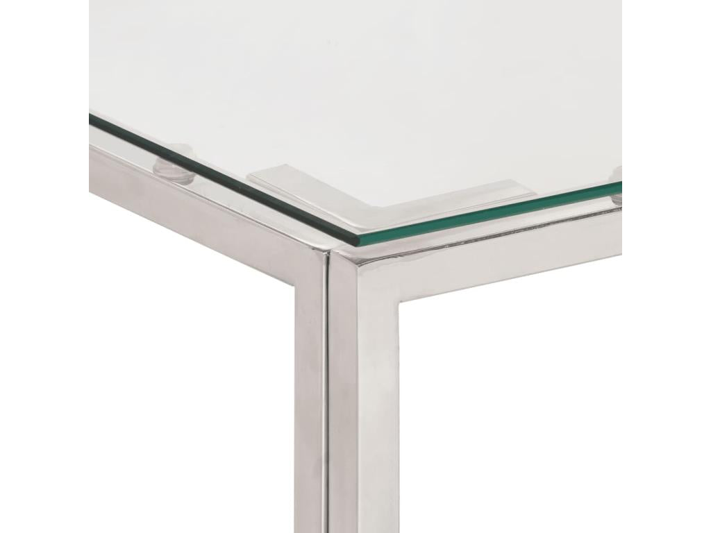 Silver coffee table in stainless steel and tempered glass MKDD92495